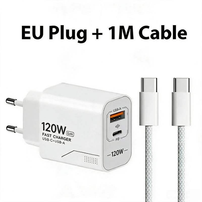 111W Charger GaN Fast Charging 1-Port Type-C USB Wall Adapter Phone Charger Compatible For iPhone Samsung Xiaomi With US/EU Plug