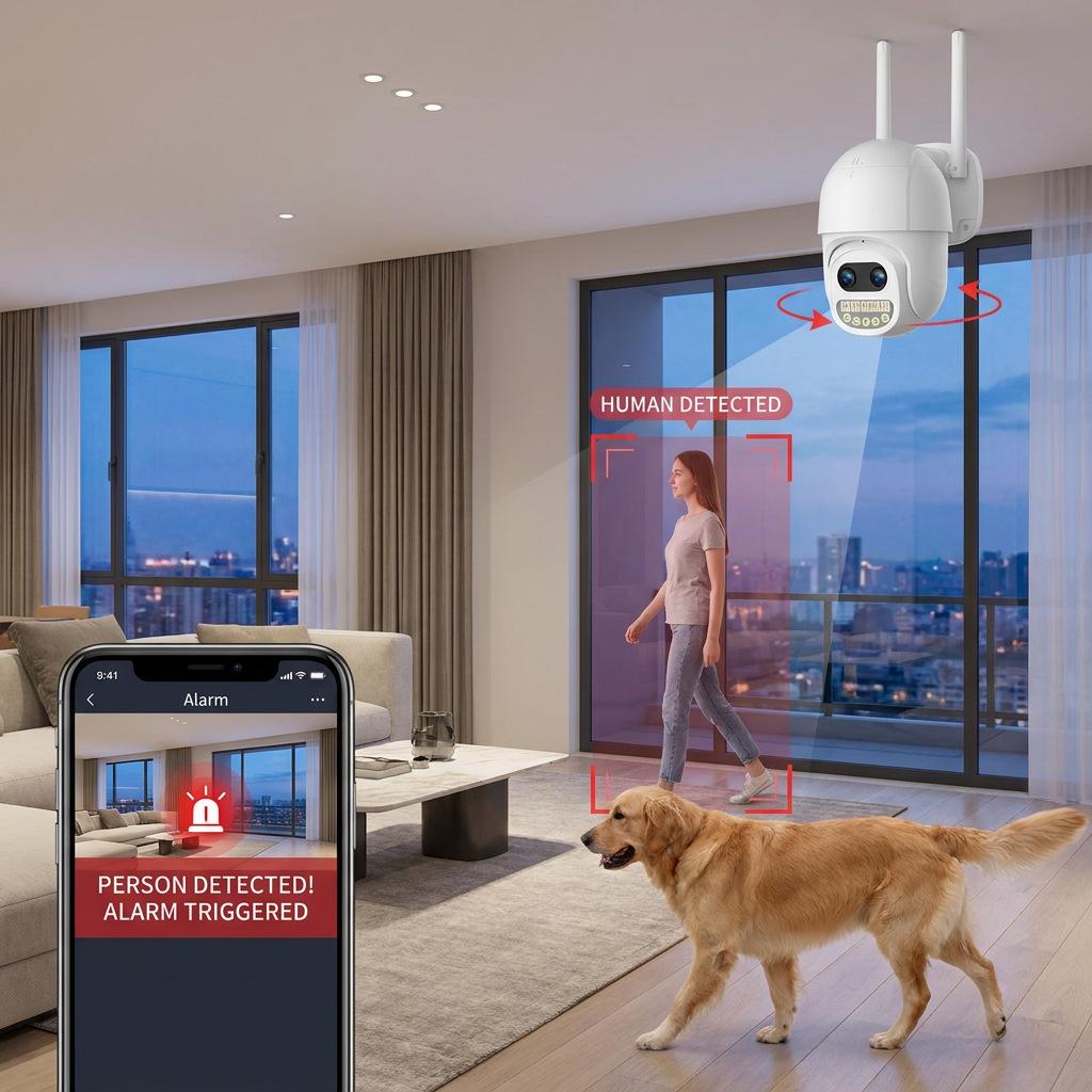 Icsee Wireless 5X Zoom 360° Panoramic Rotating Camera for Indoor/Outdoor Home Use