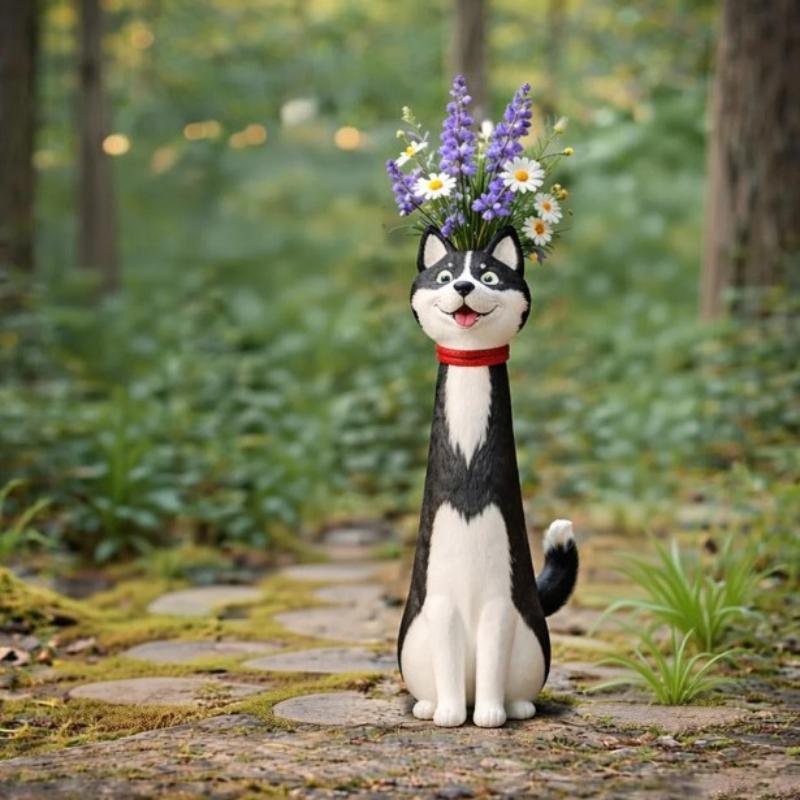 Umweltfreundliche Harz Hund Katze Blumenvase Skurril Niedlich Dekoration Ornament Ungiftig für Zuhause Schreibtisch Kinderzimmer Dekoration