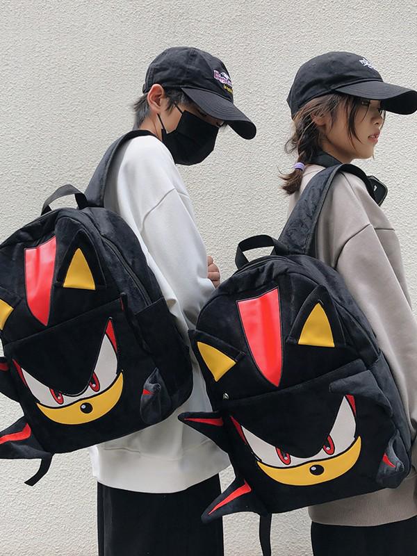 Handmade Sonic Shadow Black Charizard Plush Backpack for Couples