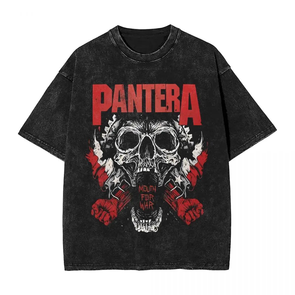 

Groove Metal Pandora Band PANTERA T-shirts Woman Men Washed Hot Stamping Print Tees Harajuku Cotton Short Tops S