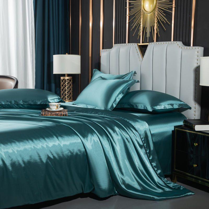 Bedding Set Solid Color Luxury Bedding Kit Rayon Satin Duvet Cover Set Twin Queen King Size Bed Set 4pcs Home Textile