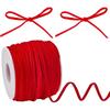 1/8 Inch Thin Velvet Ribbon 50 Yards Vintage Red Ribbon Single Face Velvet Ribbon Spool Fabric Trim for Wedding Invitations Christmas Tree Crafts