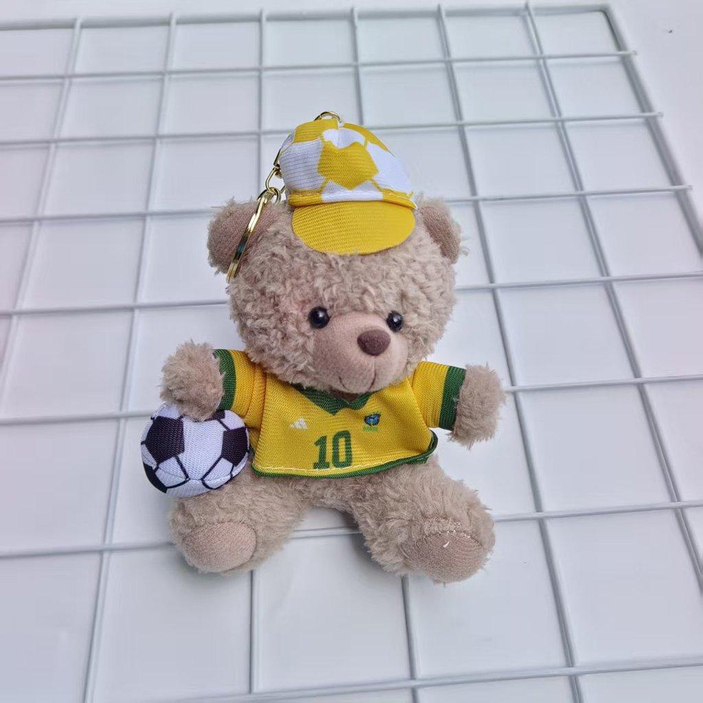 Plush Soccer Bear Keychain With Pp Cotton Filling For Kids And Teens