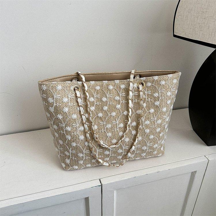 

2025 новая текстурированная соломенная сумка сумка большая вместимость сумка-тоут модное кружево кроссбоди на плечо 0 хаки
