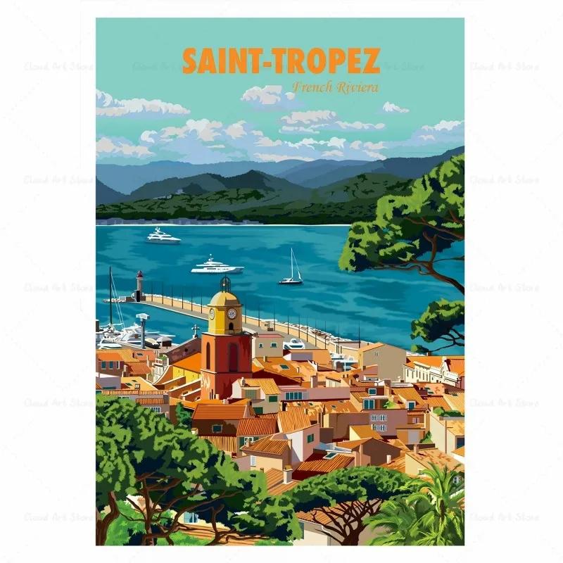 

Плакат для путешествий Картина на холсте для домашнего декора, Франция Париж, Ла-Манш, Сен-Мало, туристический город, настенное искусство, гостиная 21x30cm No Framed