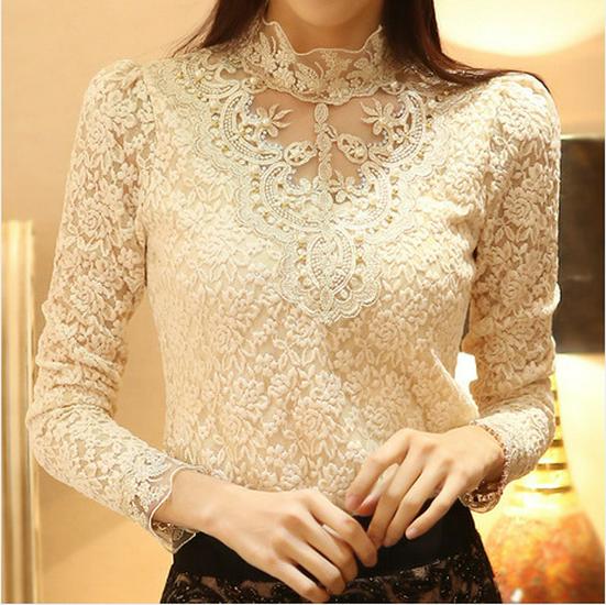 

New Plus Size Korean Slim Fit Lace Shirt for Women M