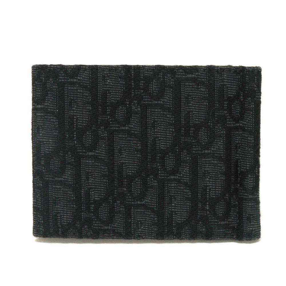 Used 10656 Oblique Jacquard Money Clip Wallet 2ESBH069YSE_H03E 7941 Current Card Case Logo Metal Black Men's from Japan