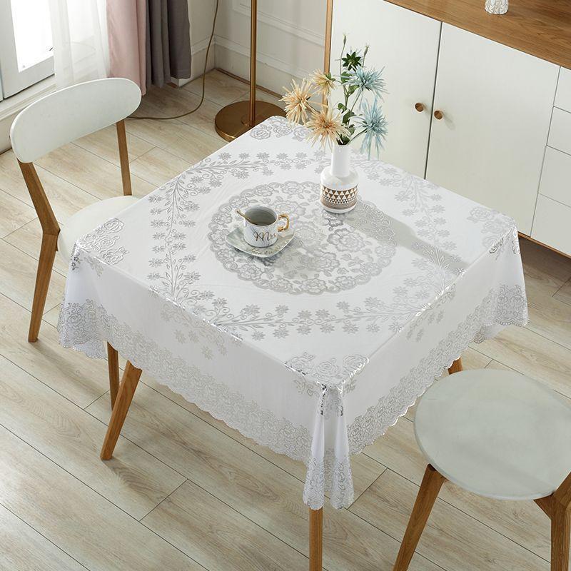 

Home Furnishings Wedding Decoration Square Tablecloth Lace Table Cover Luxury Embroidered Coffee Table Cloths Desktop Thermal Insulation Cover Cloth 135x135cm