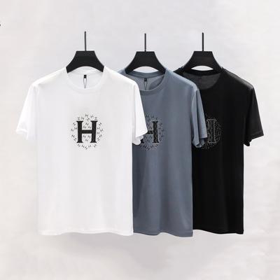 Lente Zomer Herenkleding Zijde Heren Ronde Hals Casual Korte Mouw T-shirt