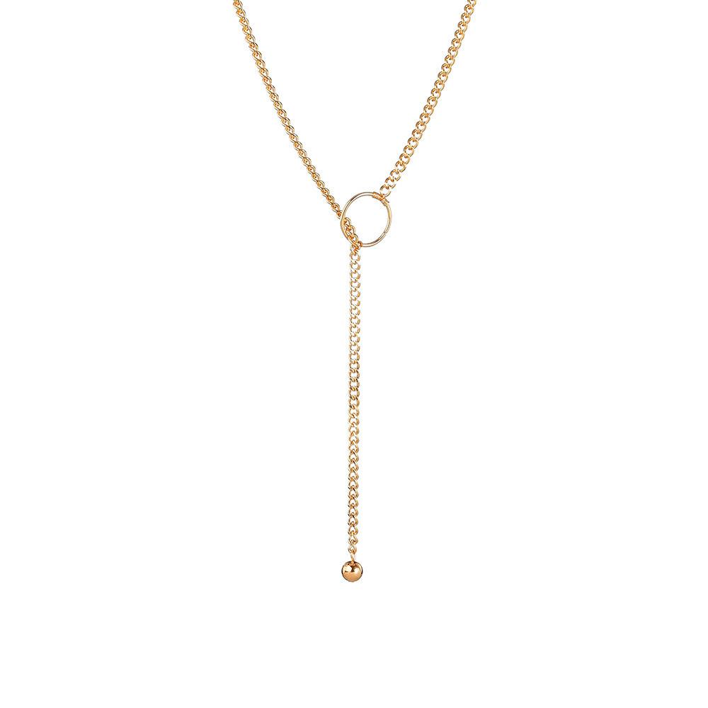 Simple chain Metal circle Long necklace Adjustable collarbone chain Internet celebrity neck chain Female