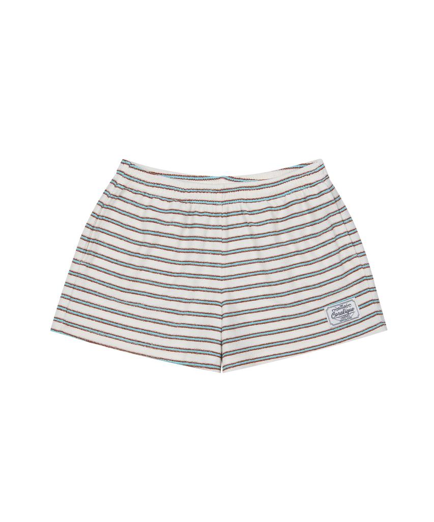 Kolallikeu Marine Terry Stripe Shorts Ivory