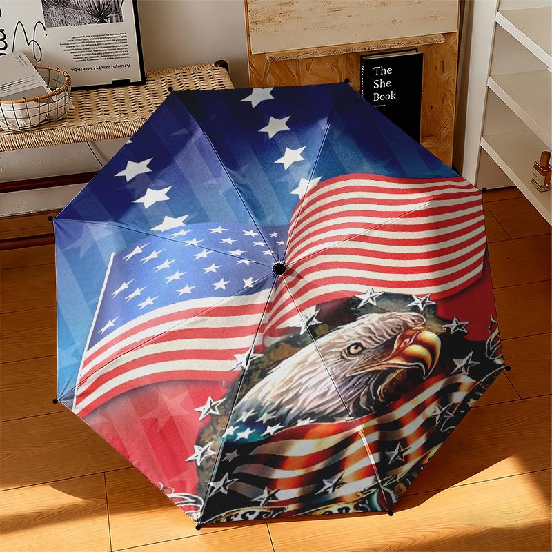 1 Stück Der majestätische amerikanische Weißkopfseeadler Regenschirm Tragbarer Faltregenschirm Eisenrahmen Lochknochenstruktur Outdoor Heimregenschirm
