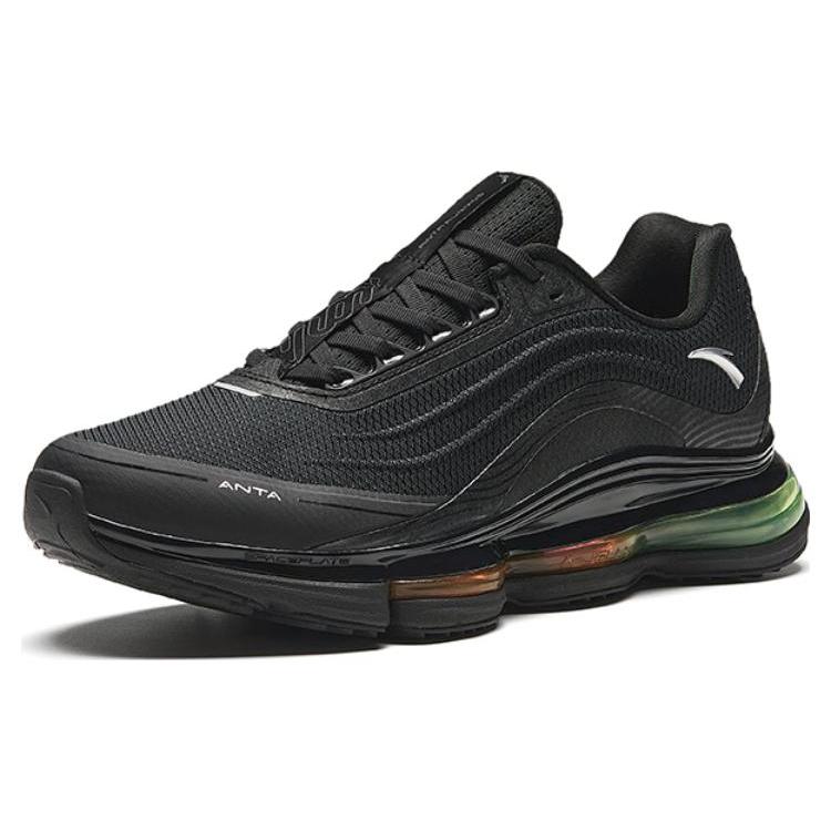 New Anta Running Collection Cushioning, Wear Resistant Low Top Running Shoes Men's Black Green 112415501-3