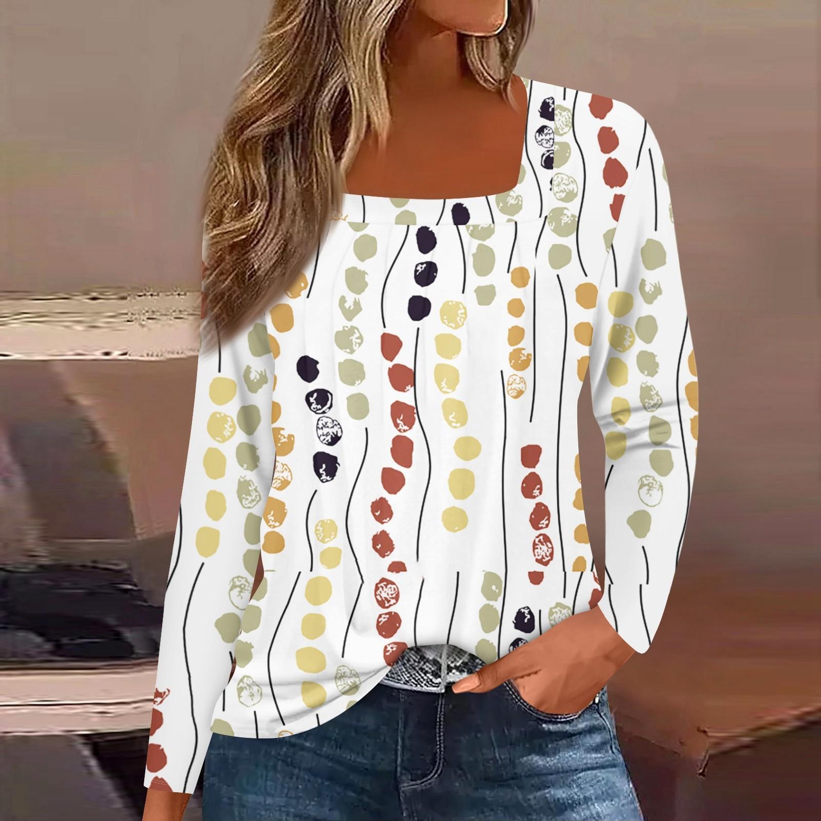 

Жен. Футболка Футболка С цветочным принтом Длинный рукав Повседневные Выходные Мода Классический Квадратный вырез Обычный Топ XL белый