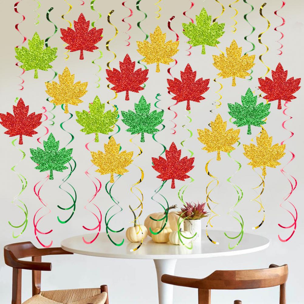 Export Hanging Swirls Exquisite Theme Party Decorations Autumn Harvest Maple Leaf Swirls Streamers Party for Birthday for Room