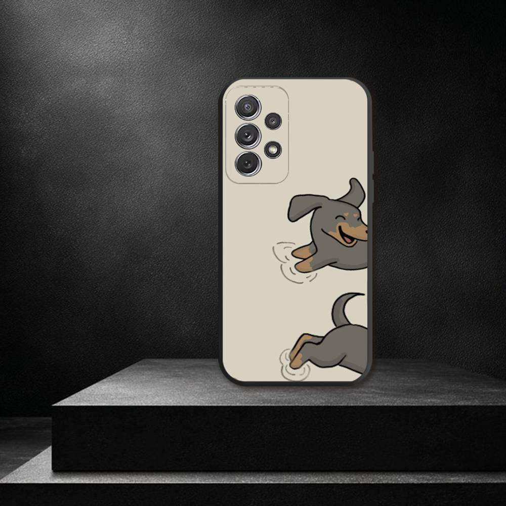 Cute Dachshund Dog Phone Case For Samsung S 25,24,23,22,30,21,10,9,Ultra,Plus,Lite,FE,4,5G Black Soft Case