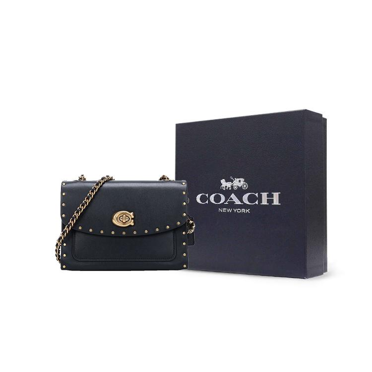 New COACH Parker Cow Leather Chain Bag Crossbody Bag Shoulder Bag Women's Black 29389-B4BK