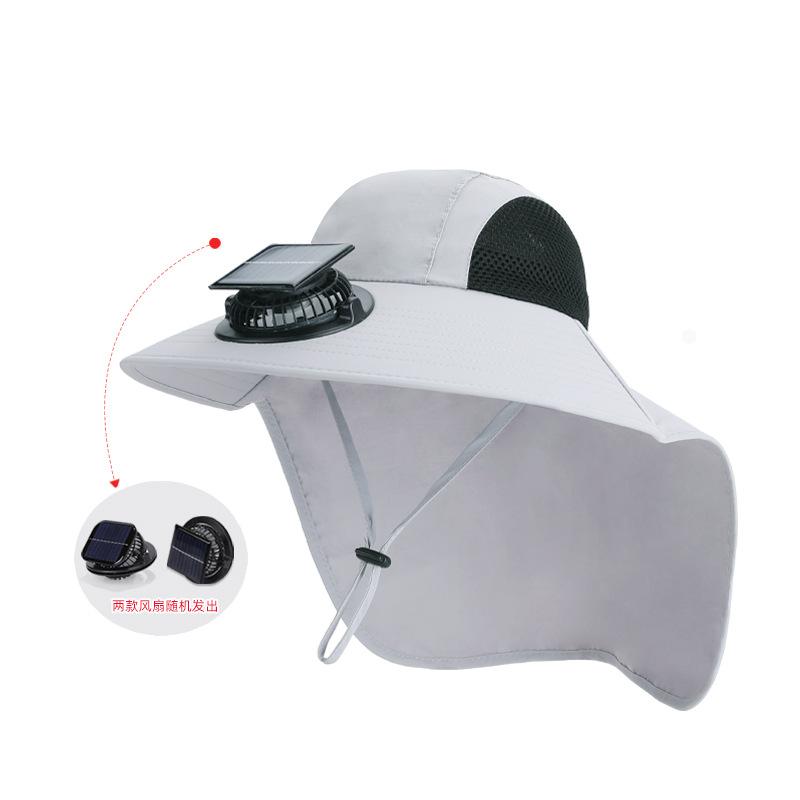 New Solar Fan Hat with Face Guard Neck Flap UV Protective Hat USB Rechargeable Men Summer Outdoor Fishing Wide Brim Bucket Cap