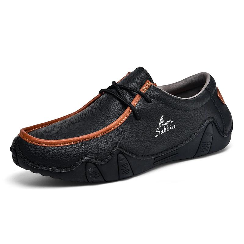 Fashion New Trend Non-Slip Male Loafers Comfortable Ultralight Men's Hiking Shoes Casual Leather Treking Footwear Leisure Walk Sneakers