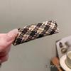 Vintage Maillard Plaid Leather Rectangle Hairpin For Women Girls Sweet Hair Ornament Barrette Hair Clip Hair Accessories