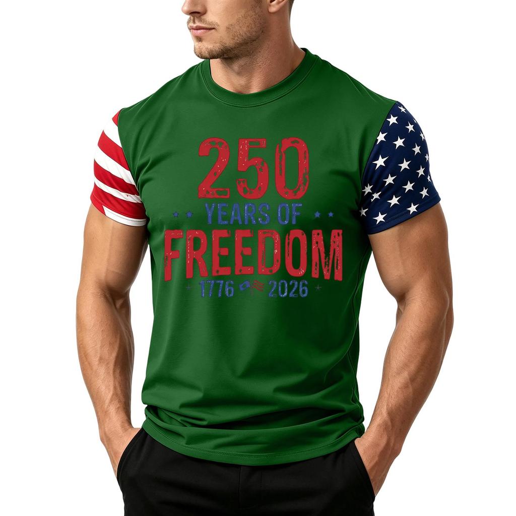 Men's Independence Day Flag Print Short Sleeve T-Shirt, Loose Casual Daily Summer Tops
