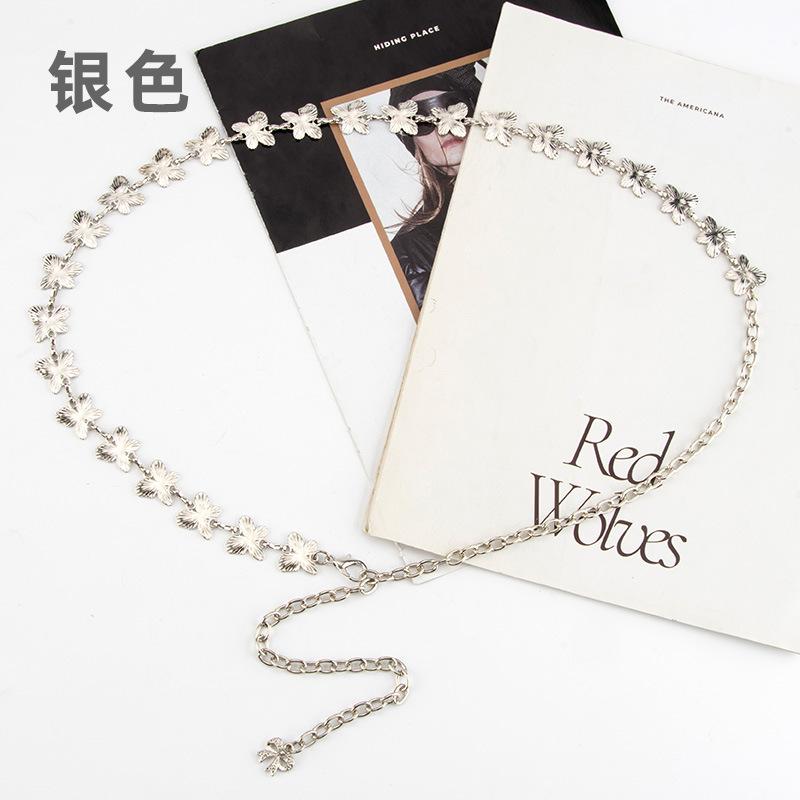 

Металлическая декоративная цепочка на талию для женщин с платьем, тонкий ремень для талии с бабочкой, милая цепочка для тела