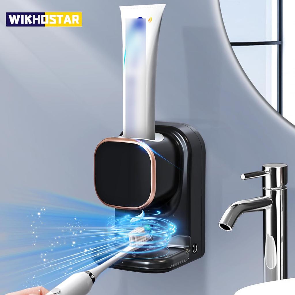 WIKHOSTAR Inteligentní dávkovač zubní pasty se 3 režimy Automatický senzor Elektrický nástěnný ždímač zubní pasty USB Odnímatelné příslušenství do koupelny