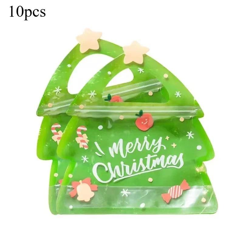10 шт. Пластиковый рождественский пакет с зиплоком, сделай сам, детский рождественский подарок, игрушки, украшения, пакет для сладостей, портативные мешочки для хранения 10pcs&18.5x21cm