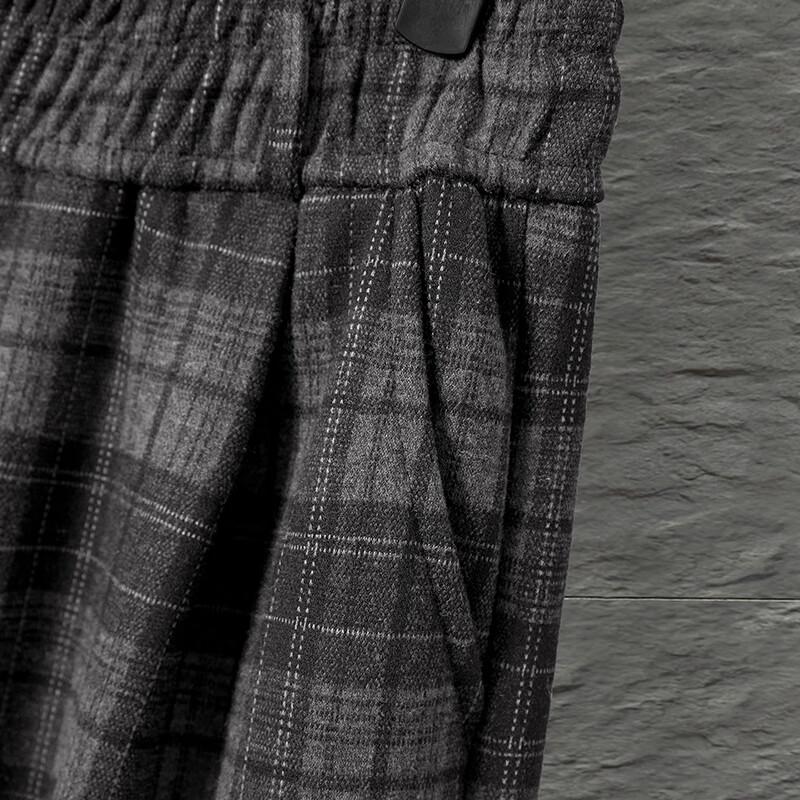 Women's Retro Plaid Fleece-Lined Wide-Leg Pants