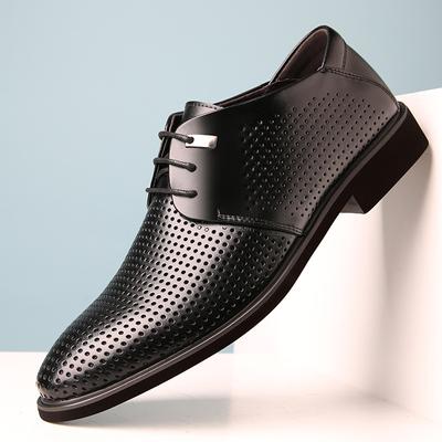 Fashion Summer Hollow Out  Formal Genuine Leather Quality  Breathable Men Shoes for Business