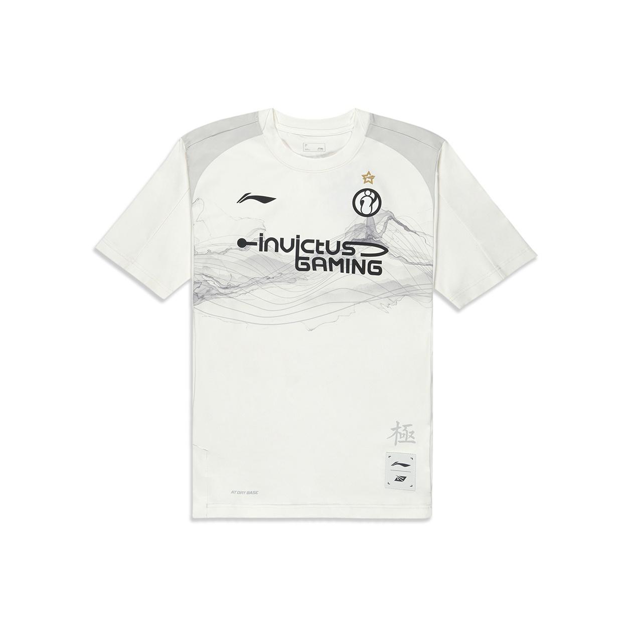 Li-Ning Li Ning Sports Lifestyle Series Logo Print Letter Ronde Hals Pullover Korte Mouw T-Shirt Heren T-Shirt Gebroken Wit ATST657-1 S