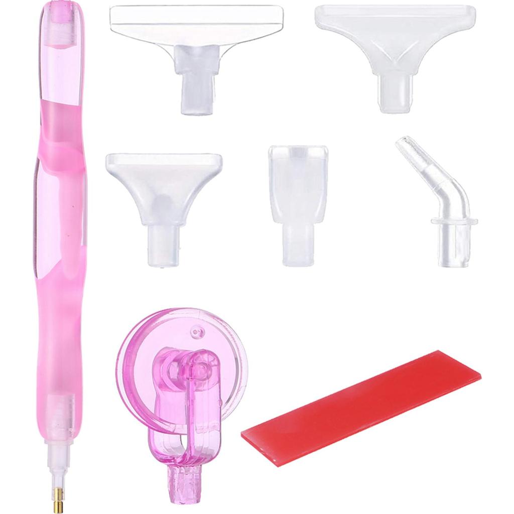 Resin 5D Diamond Painting Pen with Glue Clay Roller with 5 Drill Pen Picking Heads and 1 Glue Clay for DIY 5D Diamond Painting