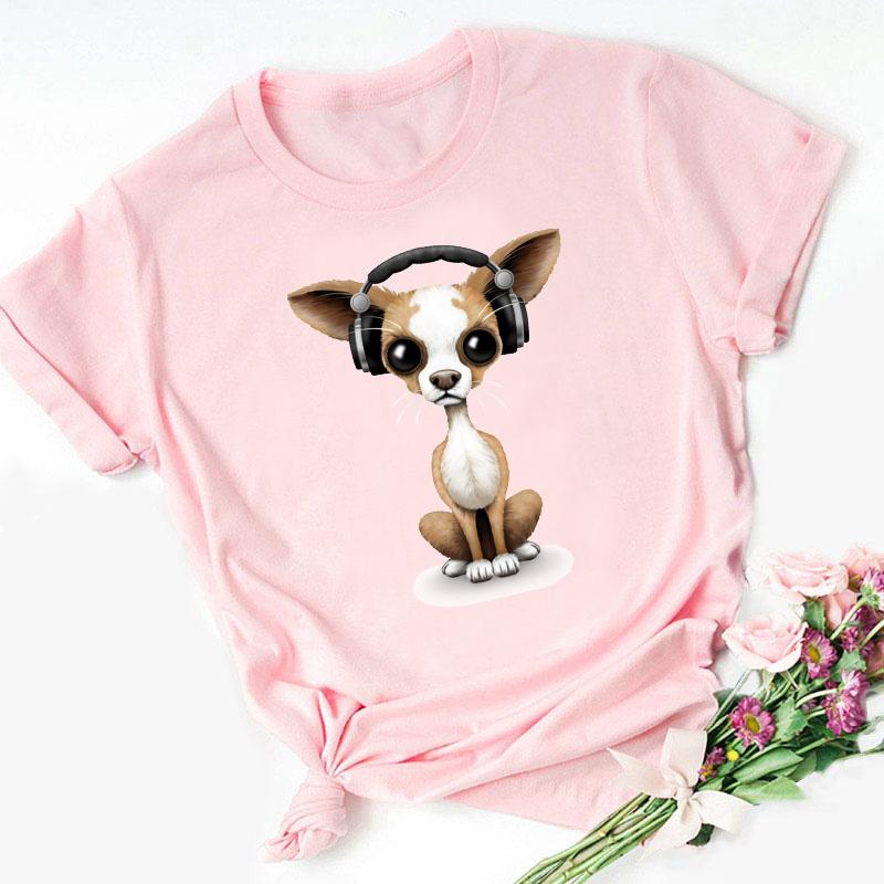 Stampa Mamma Chihuahua T-shirt da Donna Estate Nuova Moda T-shirt Divertente Design Cane Bella Ragazza T-shirt Tee Shirt Femme