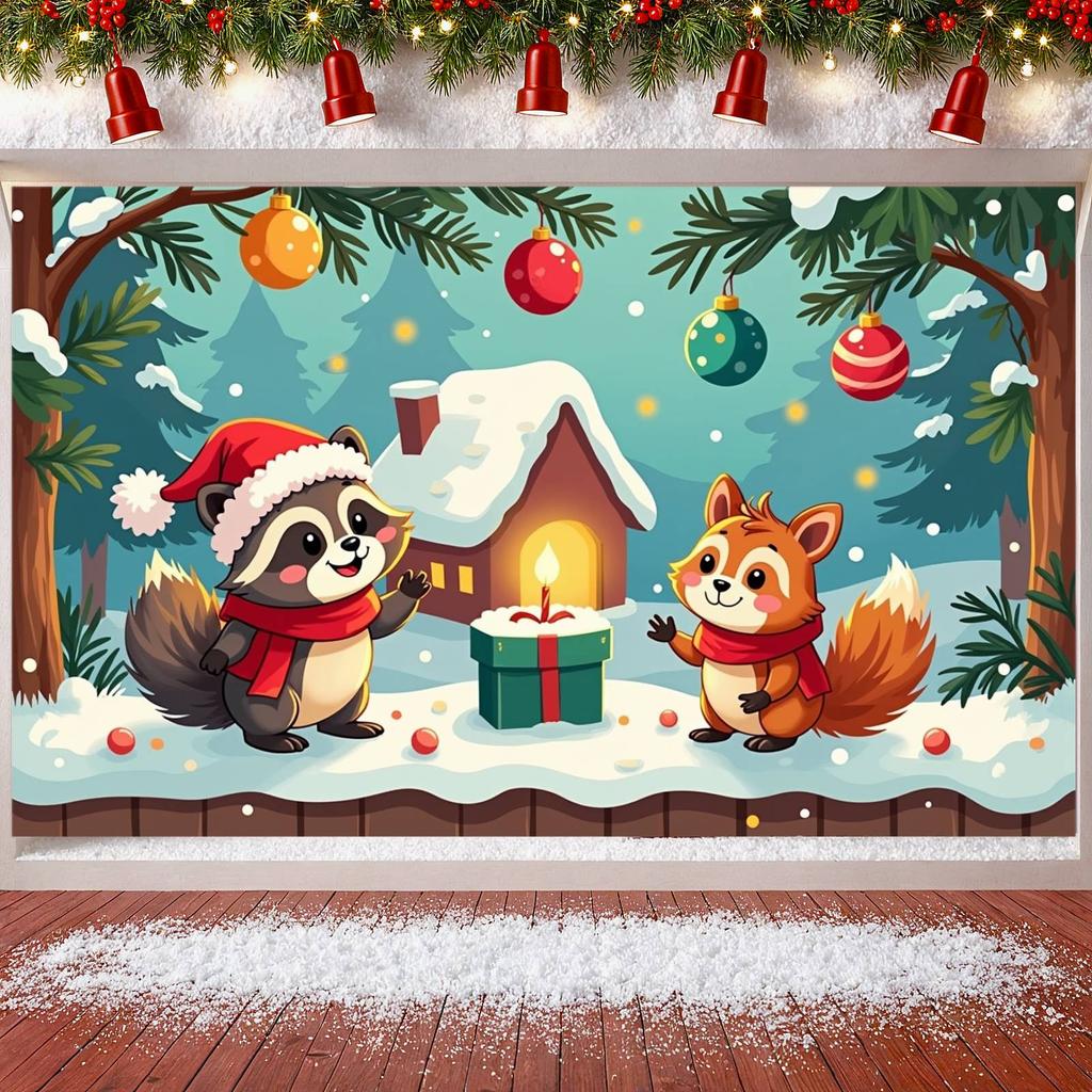 Weihnachtsdekoration Banner Weihnachtsthema Schneelandschaft Banner Winter Banner Weihnachtsmütze Für Festival-Arrangement Innen