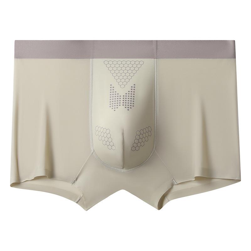 Large Size Men's Summer New Style Quick Dry Ice Silk No Mark Breathable Antibacterial Mid Waist Flat Angle Briefs