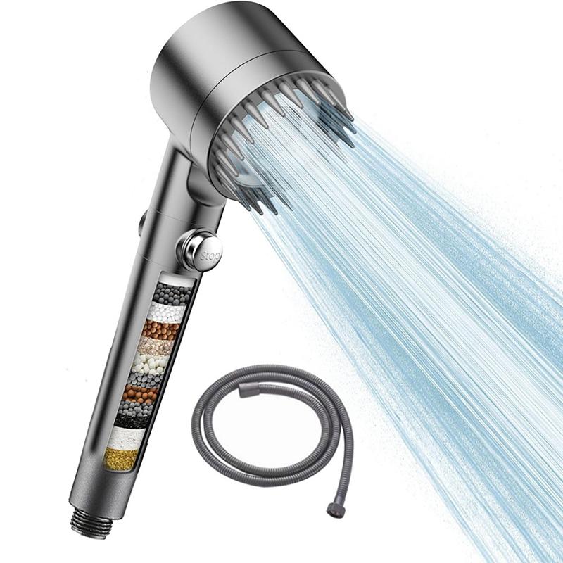 

Anti-Clog Nozzles& Upgraded Shower Head With Handheld, Filtered Shower Head& For Hard Water-Chlorine Removal чорний