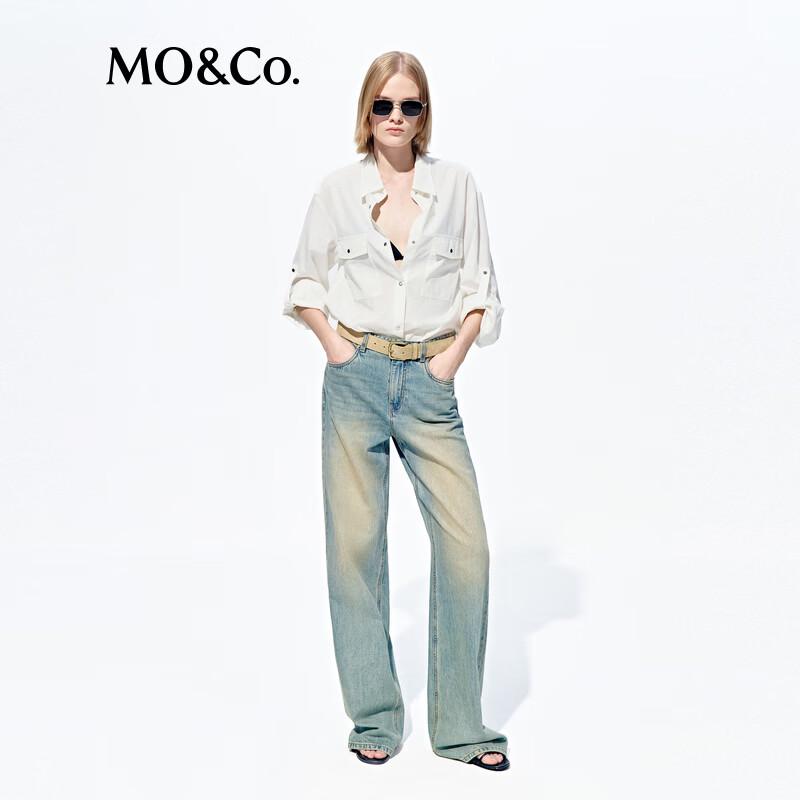 MO&Co. Women's Off-White Cotton Loose Shirt