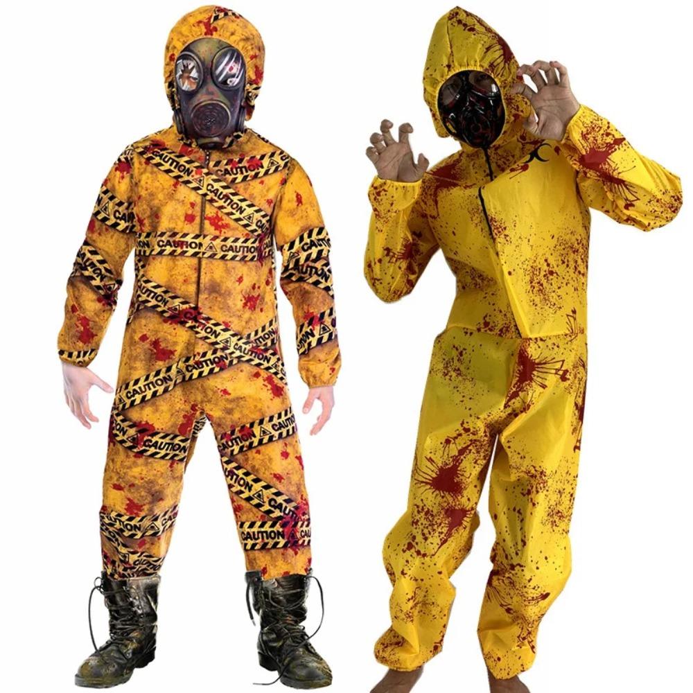 Costume Zombie Quarantena Bambino Unisex Tuta e Maschera Biohazard per Bambini Halloween Tute Biochimiche Radiazioni