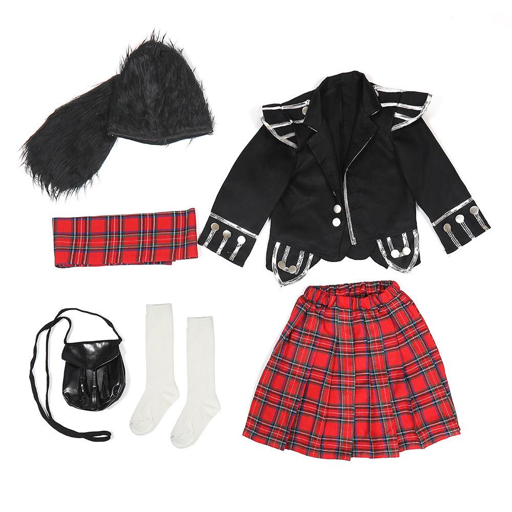 Children s British Soldier Halloween Costume - Scottish Red Plaid Honor Guard Cosplay M