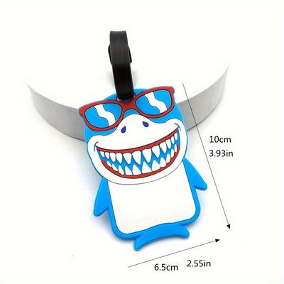 1pc Cute Cartoon Shark Shape Luggage Tag,School Bag Baggage Bag Tag,Airport Station Anti-lost Tag,Travel Accessories