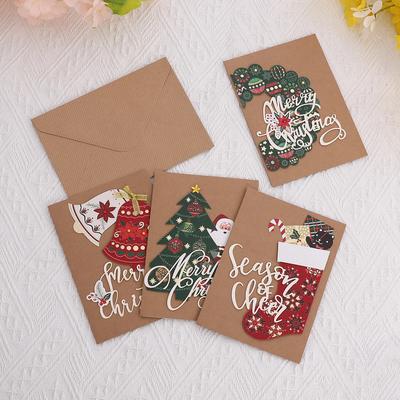 Handmade Merry Christmas Greeting Cards with Envelope Featuring Snowman & Elk Design - Perfect Xmas Party New Year Gifts