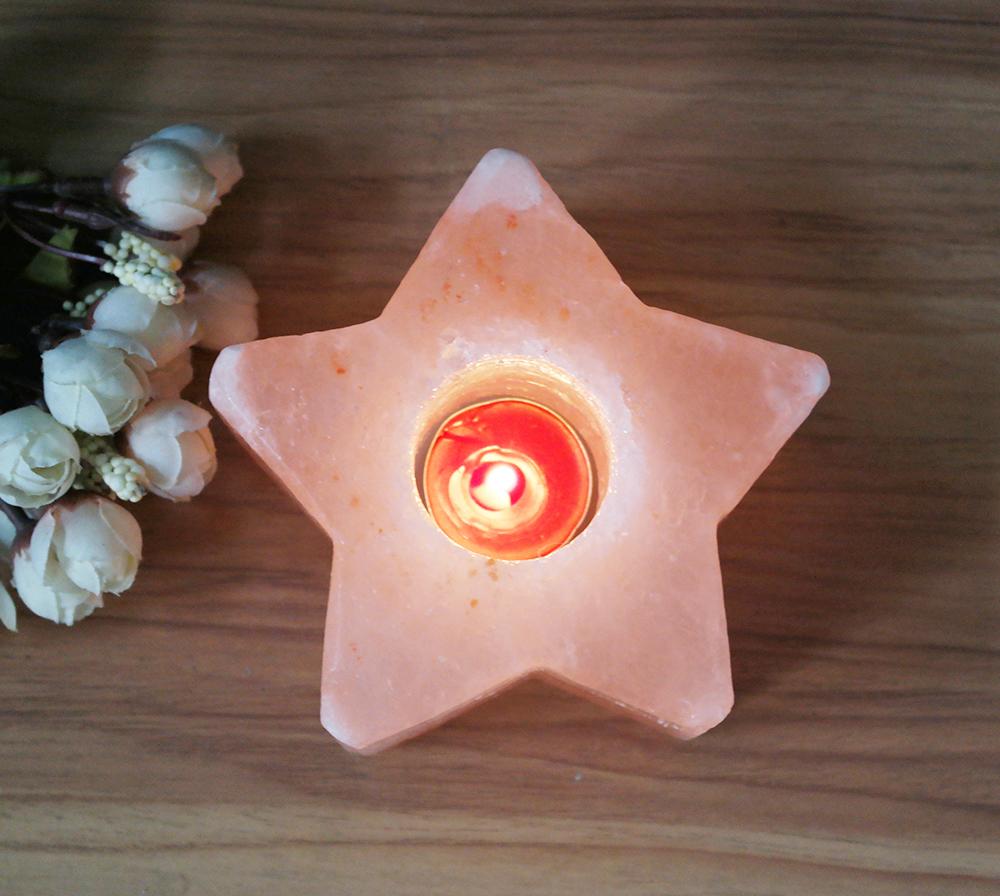 Pink Himalayan Salt Candle Holder Himalayan Rock Salt Lamp Candle Salt Star Shape One Size