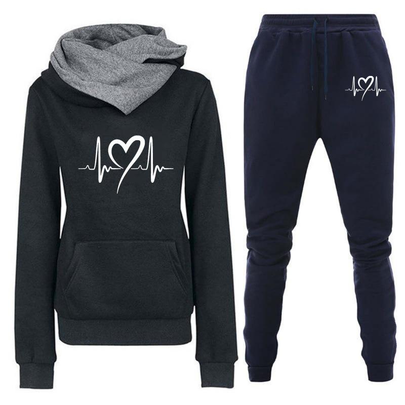 2024 Spring and Autumn Winter New Velvet Hooded Sportswear Set for Women, Hoodies, Pants, Women's Clothing
