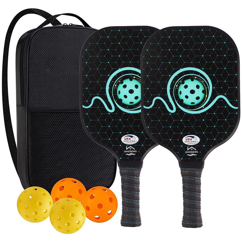 Pickleball-Schläger 2er-Set, Fiberglas-Pickleball-Set mit Pickleball-Schlägern und Tragetasche, Pickleball-Geschenke für Anfänger, Pickleball-Schläger-Set