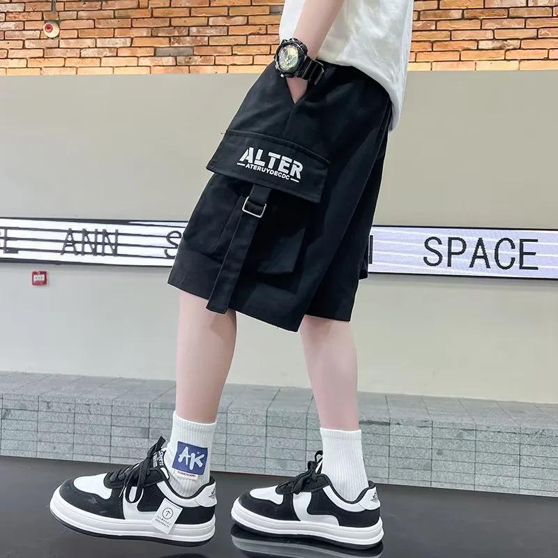 

Boys Summer Casual Mid-Length Streetwear Shorts - Thin Five-Point Pants 160 cm чёрный