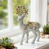 Weihnachtsrentierfiguren Innen-Weihnachts-Glitzerbeflockte Skulptur Festliche Statue Ornament für Sammler Fotografie Zuhause