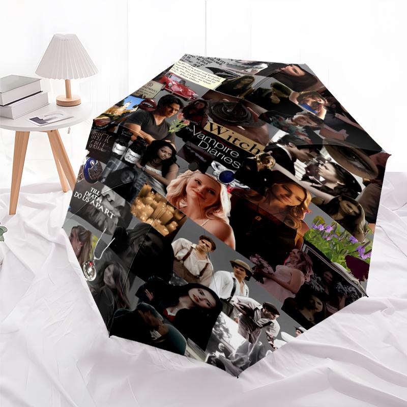 Printed The Vampire Diaries Folding Umbrella,Outdoor,Leisure,And Travel Umbrella,Durable Umbrella Fabric,Birthday And Holiday Gift