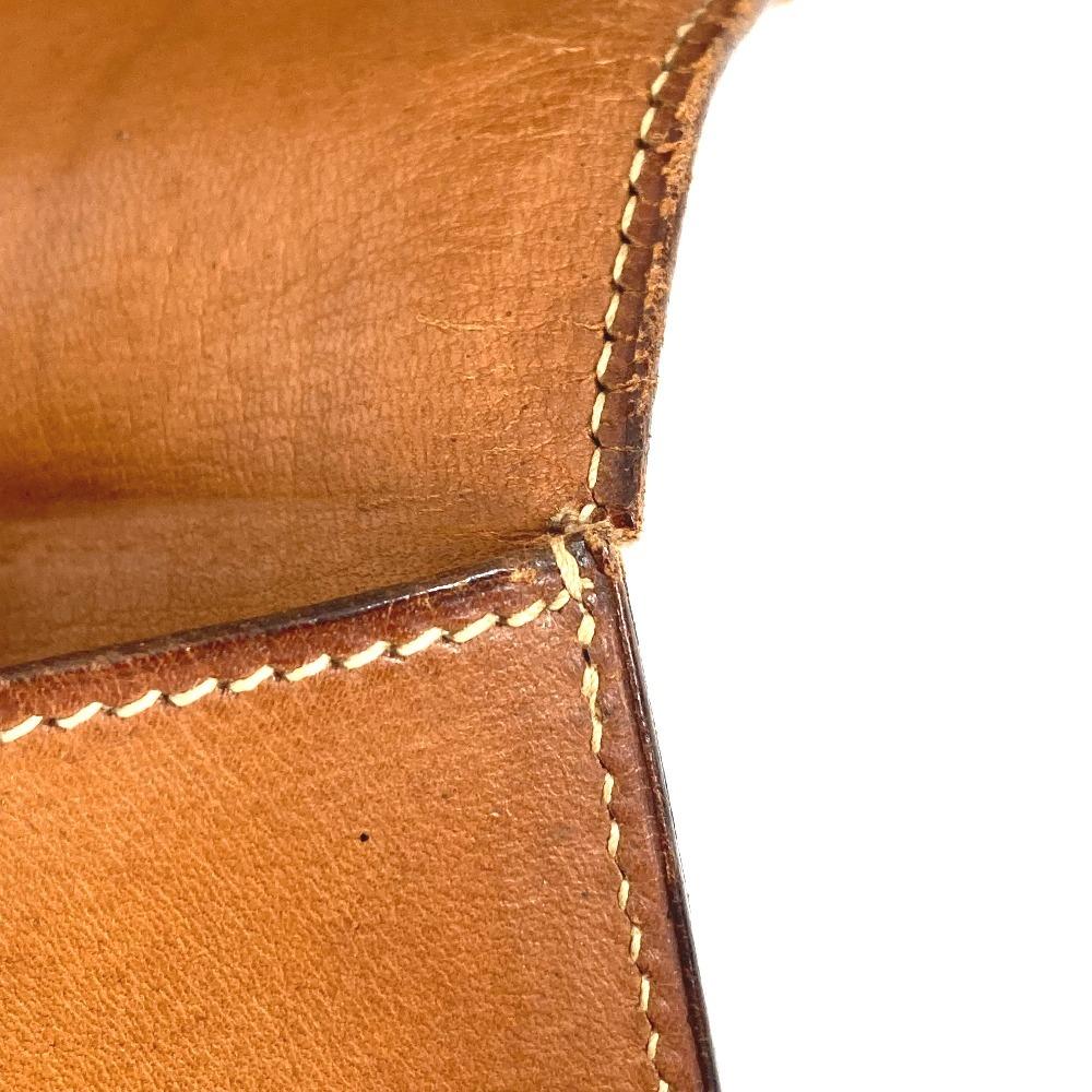 HERMES vintage flap tote bag, handbag Shoulder Bag Leather/Canvas Beige/Brown