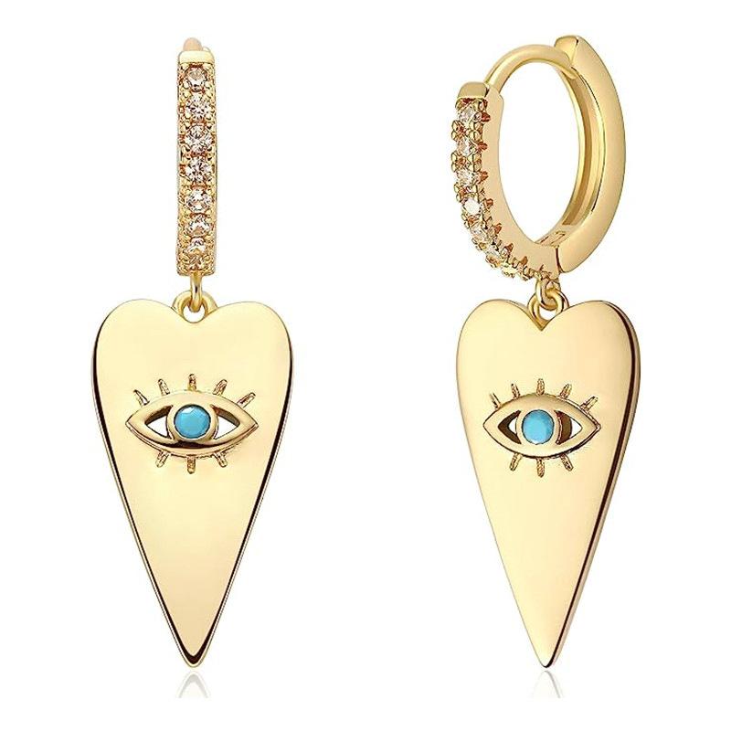 Ladies  Heart-shaped Pendant Ring Earrings, Eye Shaped Earrings, Bohemian Style Exquisite Daily Jewelry Gifts